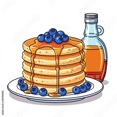pancakes with honey and berries