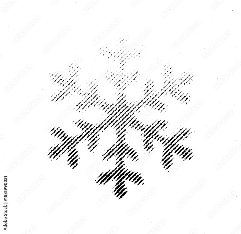 Obraz premium Macro close-up of a halftone-printed snowflake shape on a transparent background. In small preview it appears as a clear winter snowflake