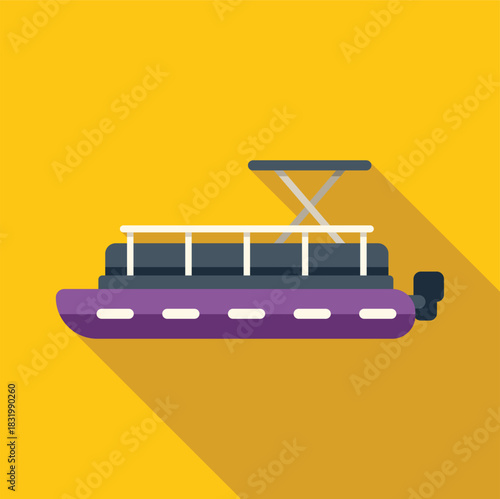 Pontoon boat floating on water, representing leisure, travel, and recreation