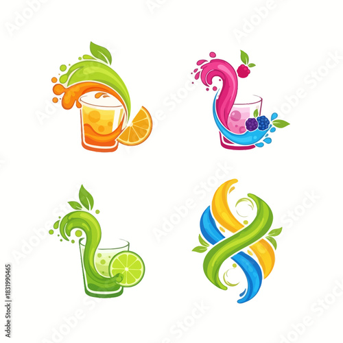 vector illustration of a set of juices