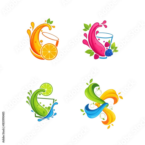 vector illustration of a set of juices