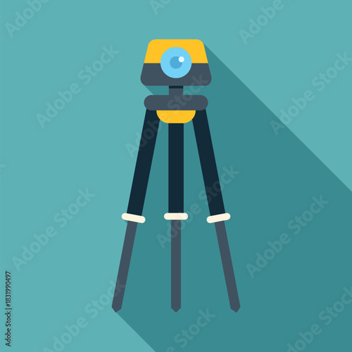 Theodolite measurement instrument standing on a tripod, showing surveying and engineering work