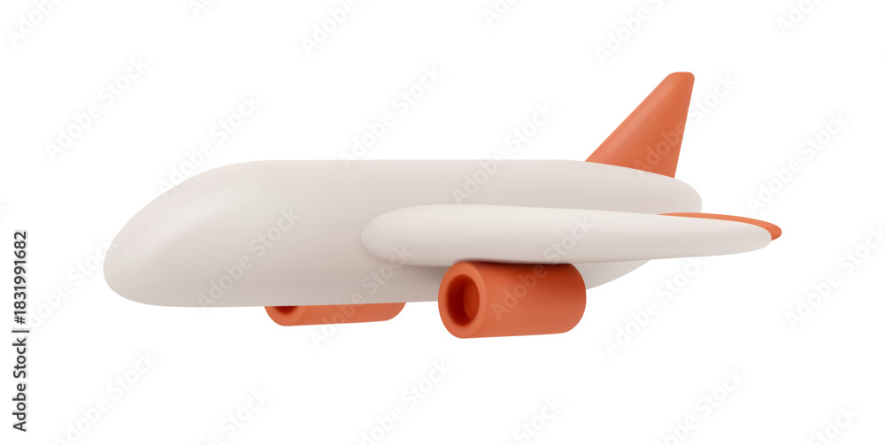 Fototapeta premium Flying plane, airlines passenger service and transportation. Vector isolated 3d icon, modern jet for commercial and private flights abroad. Aeroplan model or realistic kids toy. Traveling and vacation