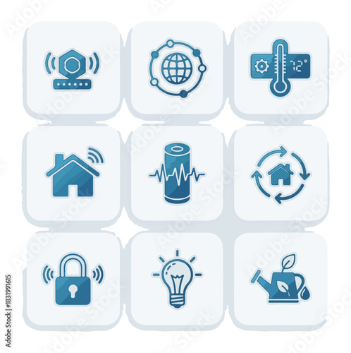 Smart home icons set modern technology internet of things