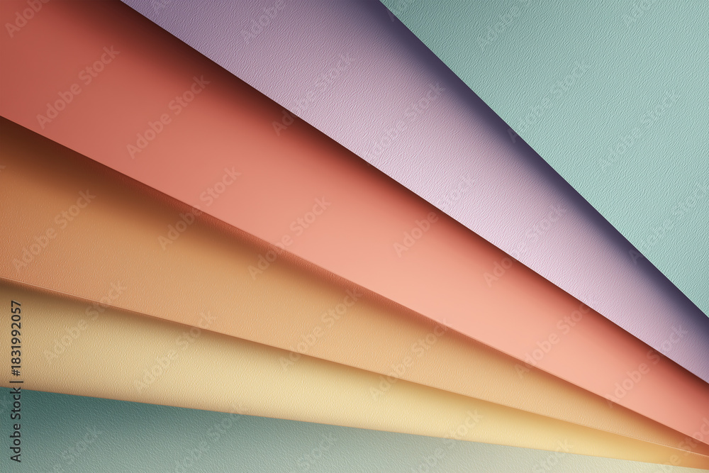 Fototapeta premium Colorful layered papers arranged in soft gradients for art projects