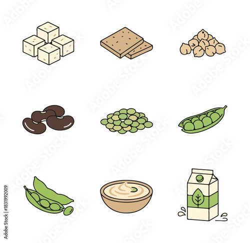 Vegetarian food icons isolated on black background