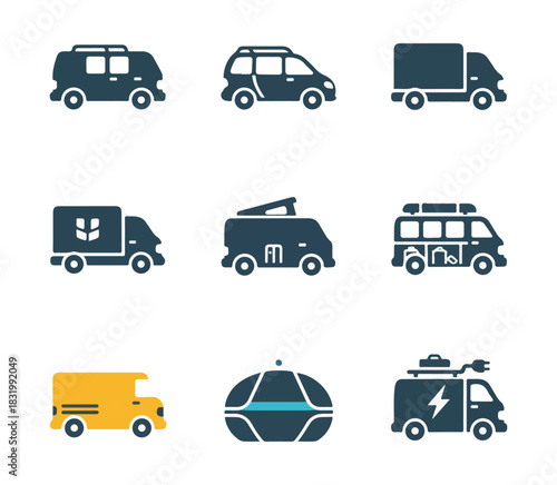 Vehicle icons set flat design transportation concept illustrations