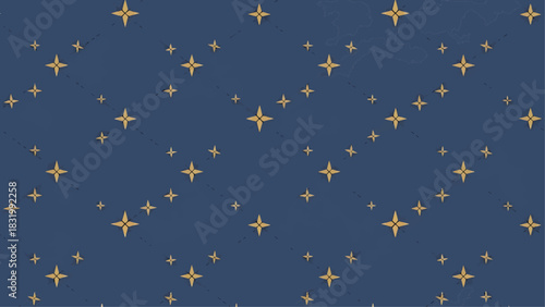 Celestial Star Quilted Pattern on Deep Blue Background