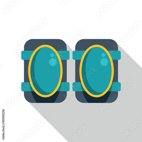 Pair of blue knee pads with yellow accents providing sports safety protection