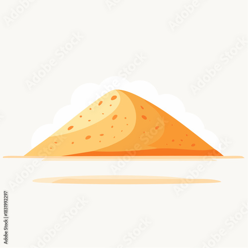 Stylized Golden Sand Dune Under Bright Daylight With Soft Cloud Silhouettes In The Background