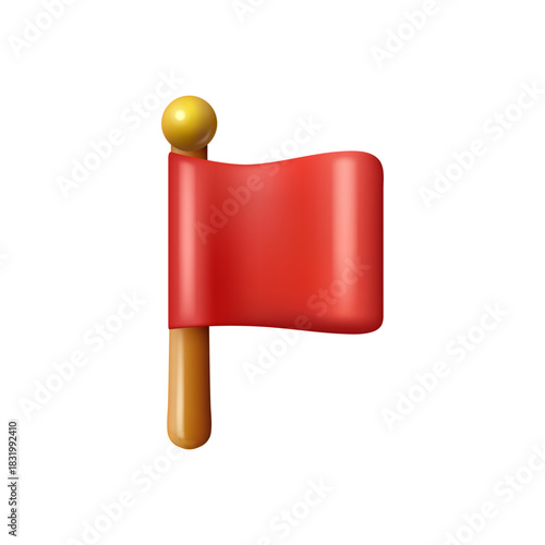 Flag cartoon game icon, isolated realistic warning or alert item. Vector mission or quest failure, potential risks or challenges, conflict or disagreement in gaming software. Trigger points sign