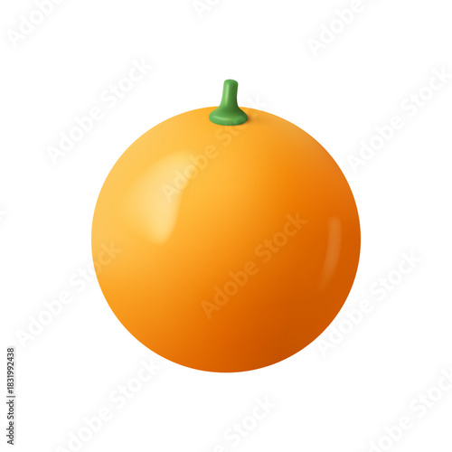 Juicy citrus fruit, isolated 3d orange with stem. Vector holiday festivities addition and favorite winter snack. Nutritious product for dieting. Element for cooking and baking, dishes and desserts