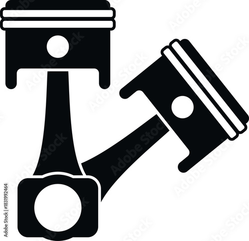Automotive engine pistons with connecting rods vector illustration