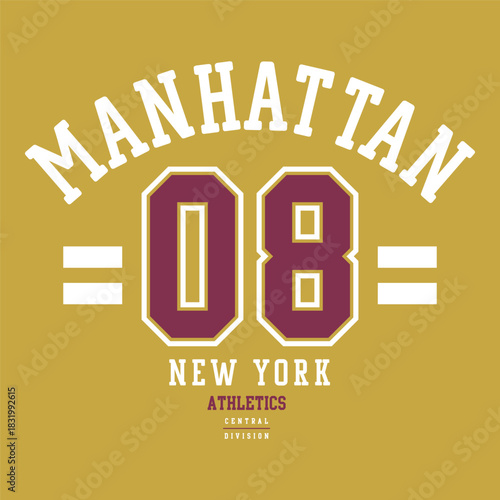 Manhattan 08 New York athletics graphic tee design retro varsity sports style t-shirt print