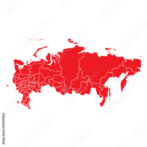 Abstract Red Russia Map with Cities
