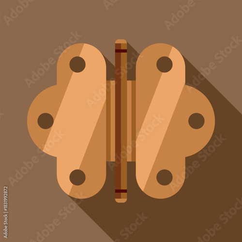 Brown door hinge hardware vector illustration representing connection and movement