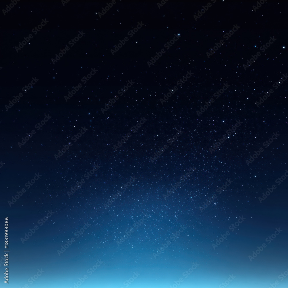 Fototapeta premium Star field night sky with distant horizon and soft blue glow evoking calm wonder
