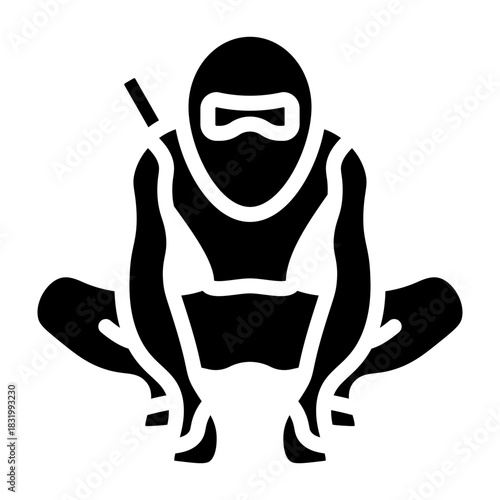 Crouching Ninja Vector Glyph Icon Design