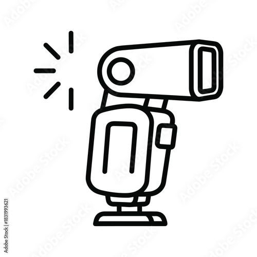 Camera Flash Icon with Light Rays