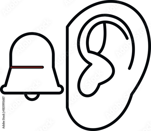 Ear hearing ringing bell sound representing tinnitus problem