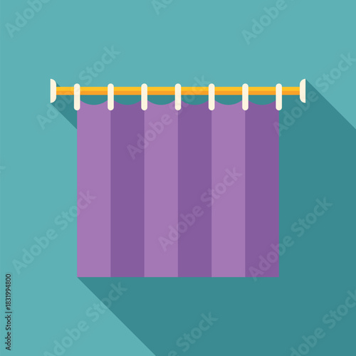 Purple shower curtain hanging on a rod, offering privacy in a bathroom