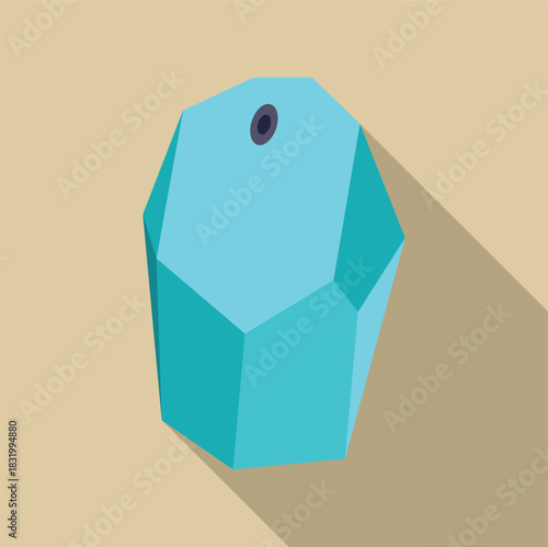 Blue geometric perfume bottle icon in flat design style on a beige background