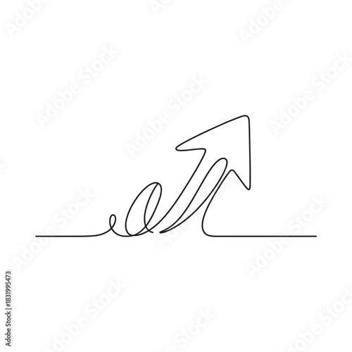 Single line drawing of arrow with leap word ascending upwards