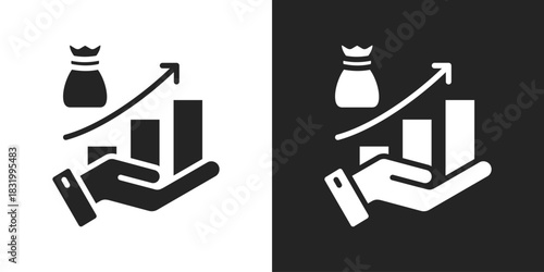 Profit Icon In Black And White Glyph Style