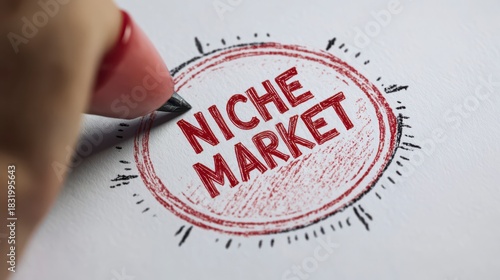 A hand is drawing a red circular stamp with the words 