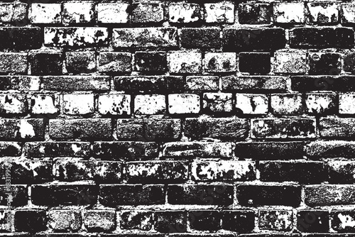 Black and White Grunge Brick Wall Texture Overlay