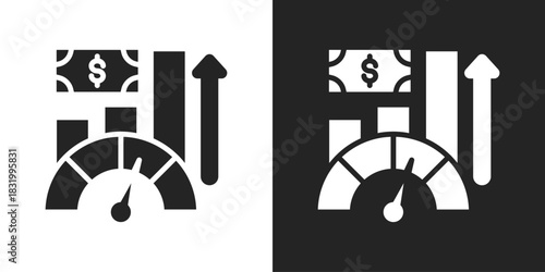 Economic Indicators Icon In Black And White Glyph Style