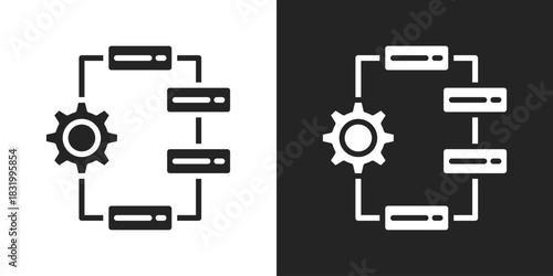 Data Modelling Icon In Black And White Glyph Style