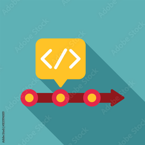Coding development processing with html programming icon on a teal background