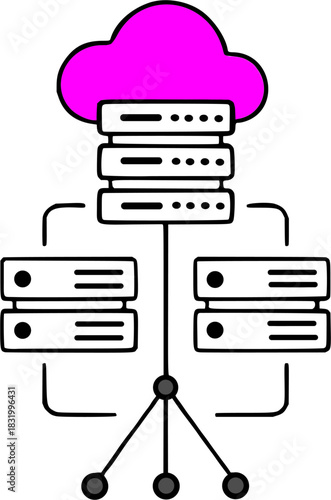 Cloud Computing Network Architecture Vector Illustration