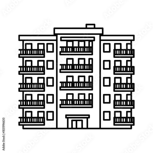 Multi-Story Apartment Building Outline Icon