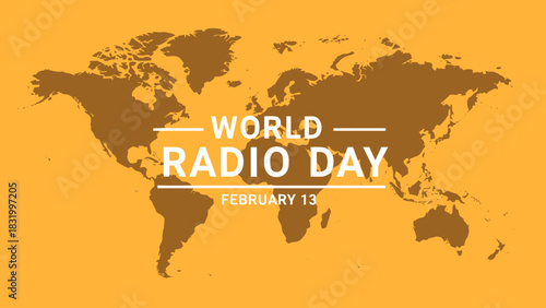 World radio day illustration with map of the world background