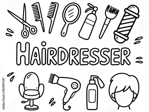 Hairdresser elements isolated on transparent background