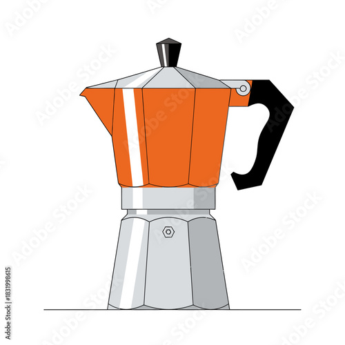 Vibrant moka pot illustration capturing the essence of traditional Italian coffee brewing
