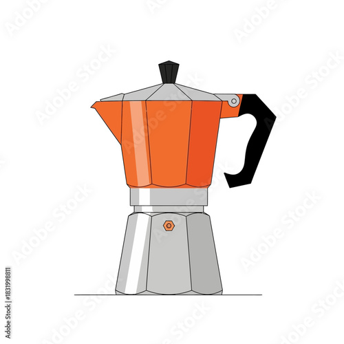 Vintage stovetop espresso maker illustration radiating culinary aroma and brewing ritual tradition
