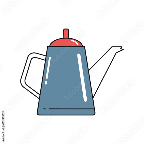 Stylized blue teapot illustration displaying symmetrical design on pure white background offering