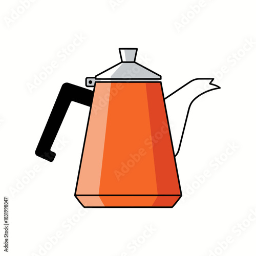 Vibrant orange teapot illustration conveying warmth for relaxation and refreshment moment brewing
