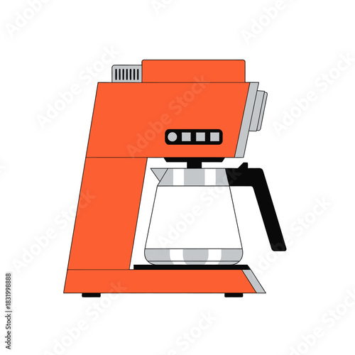 Stylish retro coffee maker illustration blending simplicity and vibrant color aesthetics for home