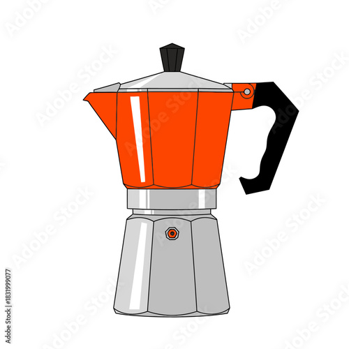 Stylized moka pot illustration evoking traditional italian coffee brewing aesthetic