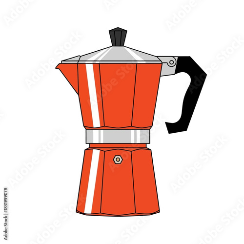 Vibrant moka pot illustration exhibiting clean lines and captivating minimalist aesthetic