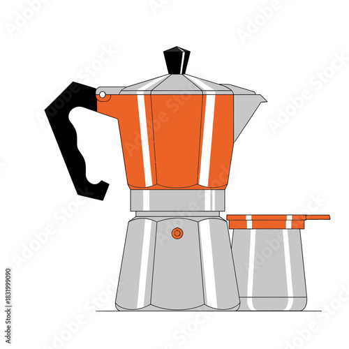 Stylized moka pot illustration with vibrant hues offering visual coffee preparation