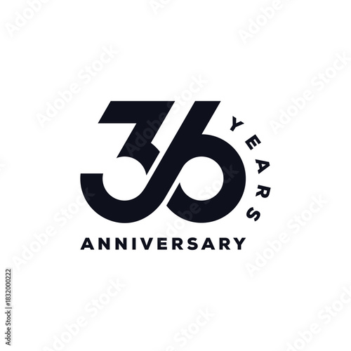 thirty-six years logo design, anniversary graphic vector concept icon template