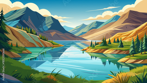 Another serene South Dakota mountain lake view with gentle hills, clear water, and soft natural light, creating a calm, uncluttered composition ideal for travel and nature themes.