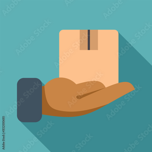 Hand holding a brown cardboard box, symbolizing delivery or receiving a parcel