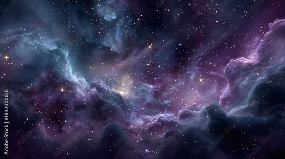 Fototapeta premium A breathtaking image of a cosmic nebula. The image captures the vivid colors and complex structures of interstellar gas and dust. 