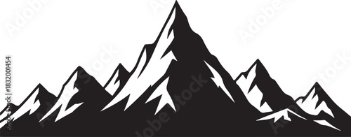 Black and white mountain range landscape vector illustration